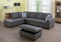 Dark Grey Faux Leather Sectional with Ottoman J8670