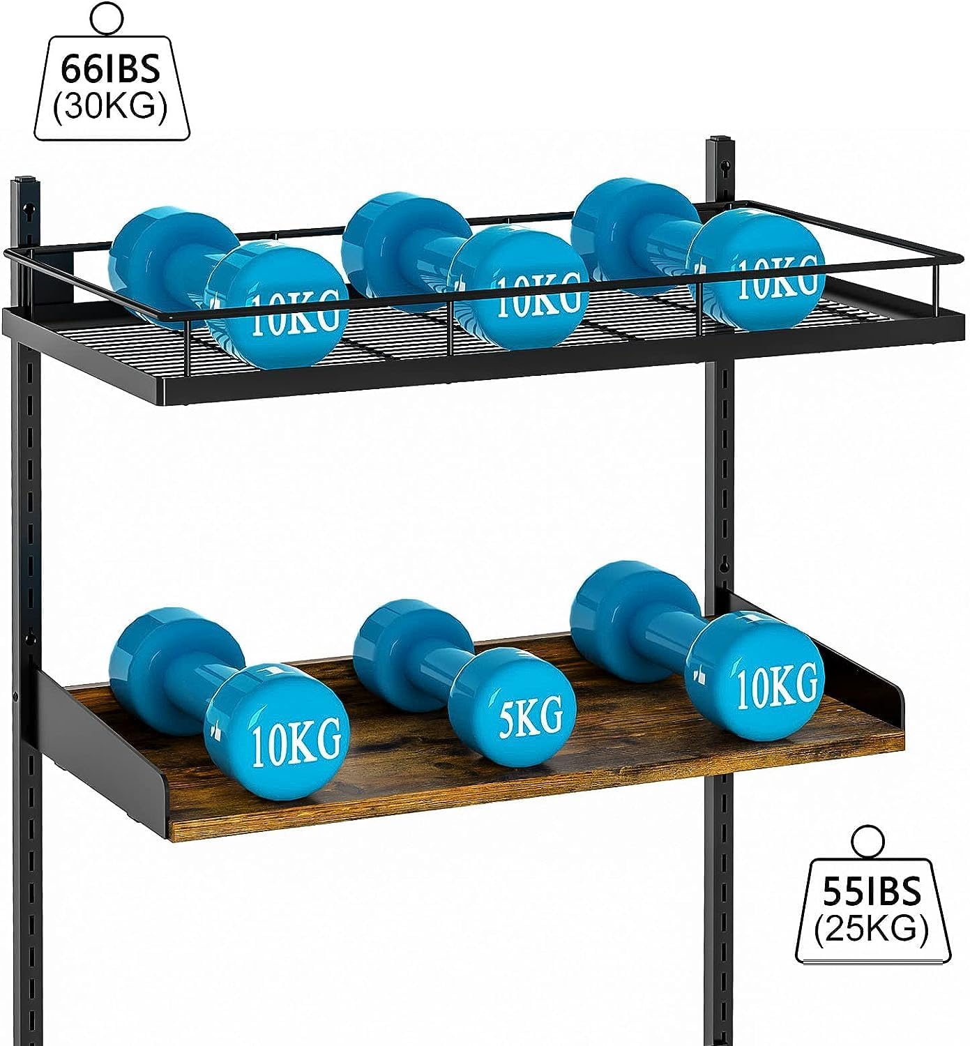2 Pack Wall Mounted 2 Tier Pot Rack with 8 Hooks N75421