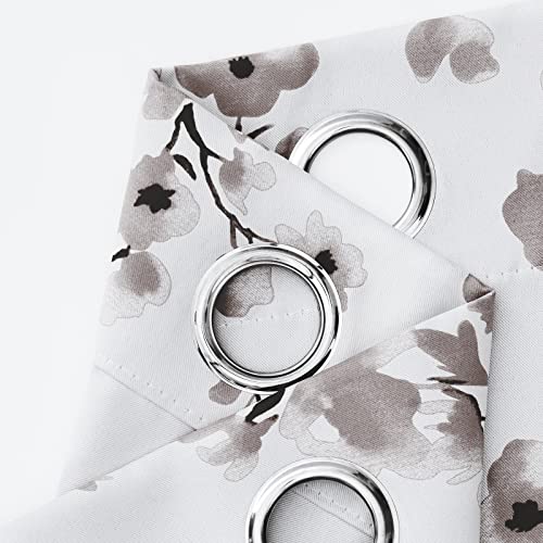 Taupe Floral Blackout Curtains, 52 X 84 Inches, 2 Panels S84900