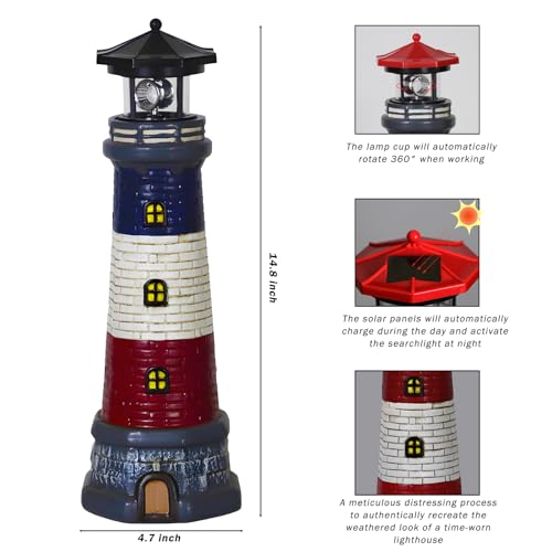 Red Solar Lighthouse Lawn Decoration C706