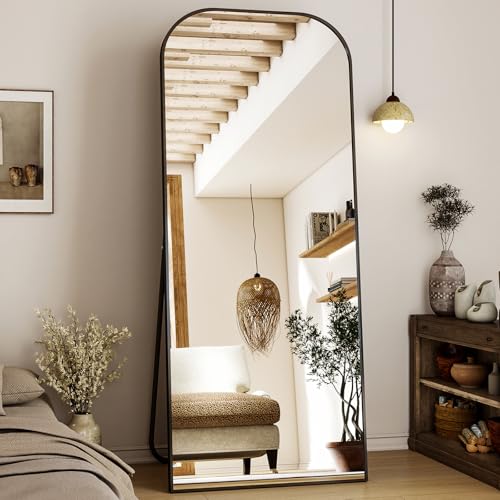 56x21 Inch Full Length Mirror with Aluminum Frame, Black T17478