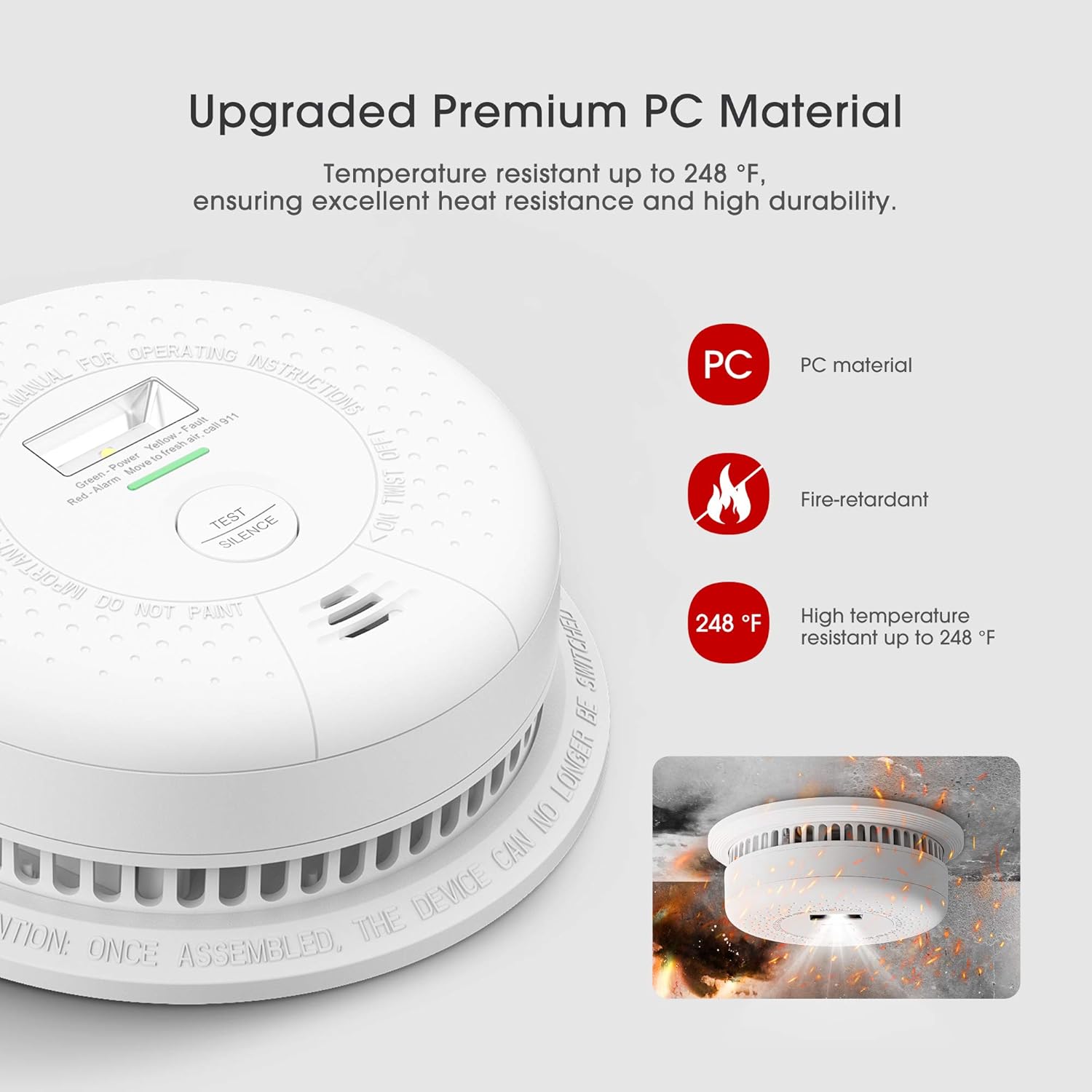 10-Year Battery Smoke Detector with Escape Light M12715