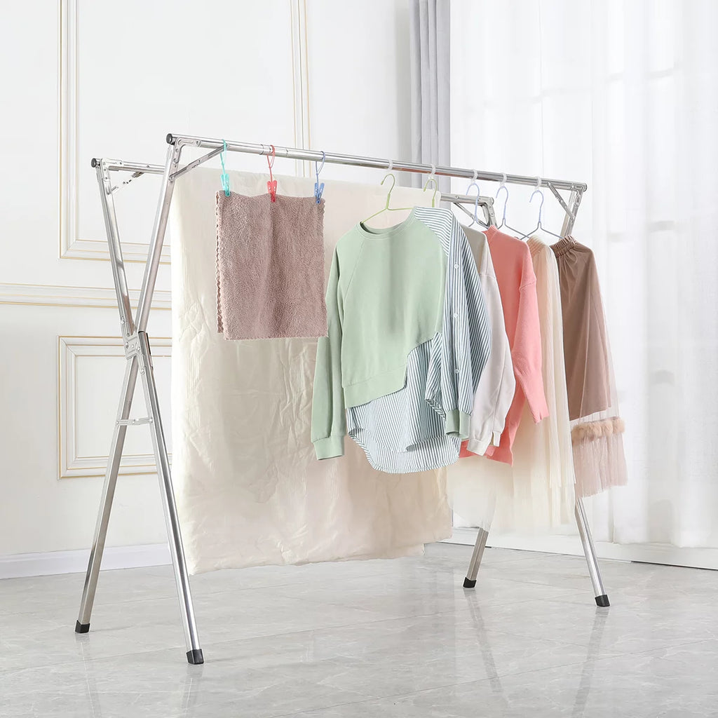 Stainless Steel Clothes Drying Rack 79 Inches Adjustable Folding V932