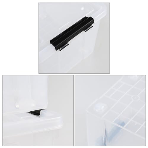 4-Pack 50 L Wheeled Clear Plastic Storage Bin with Lid W805