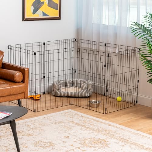 Black 8-Panel 36" Metal Dog Playpen K606