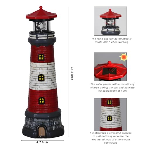 Red Solar Lighthouse Lawn Decoration C706