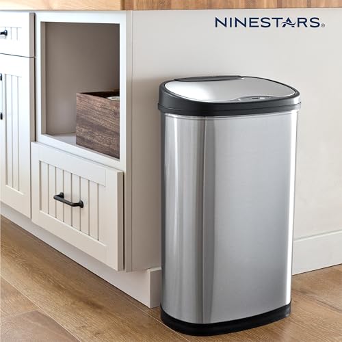 Stainless Steel Motion Sensor Trash Can, 50liters, Silver C12106