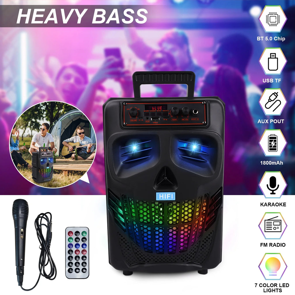 Portable Bluetooth Karaoke Machine with Microphone and RGB Lights O65116