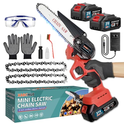 6 Inch Cordless Mini Chainsaw with 2 2.0Ah Battery and 2 Chains P40602