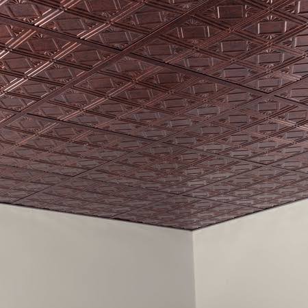 4 Decorative Vinyl 2ft x 2ft Lay in Ceiling Tile in Moonstone Copper (5 Pack) P793966