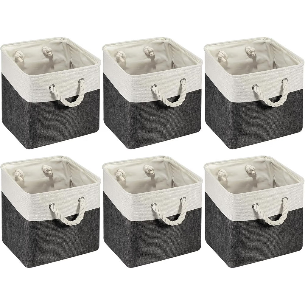6 Pcs 11 x 11 Inch Fabric Cube Storage Bins with Handles Z226