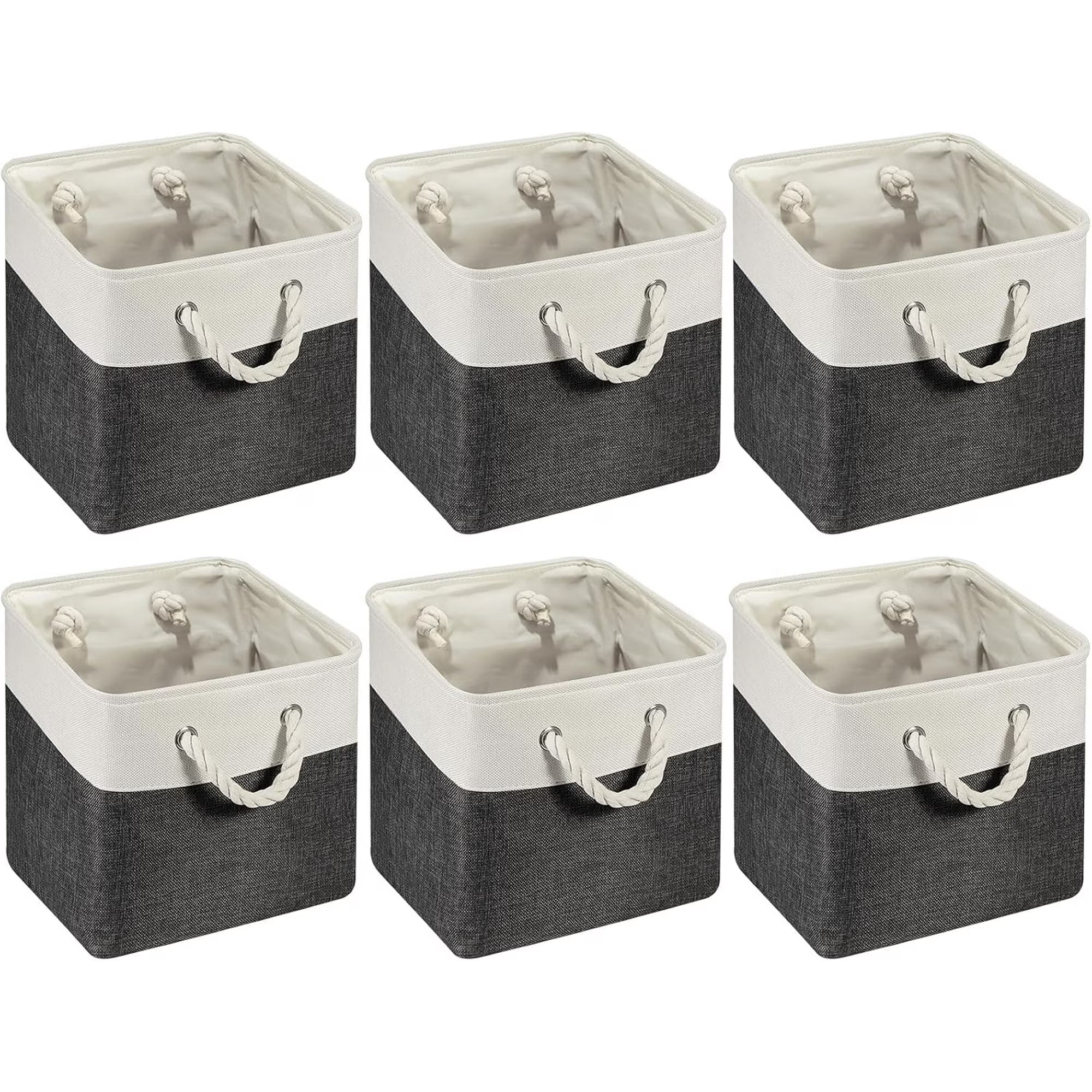6 Pcs 11 x 11 Inch Fabric Cube Storage Bins with Handles Z226