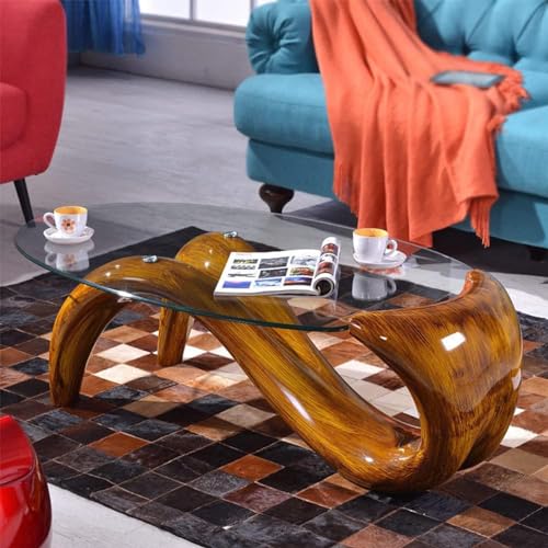 Oval Glass Coffee Table (Orange) C44865