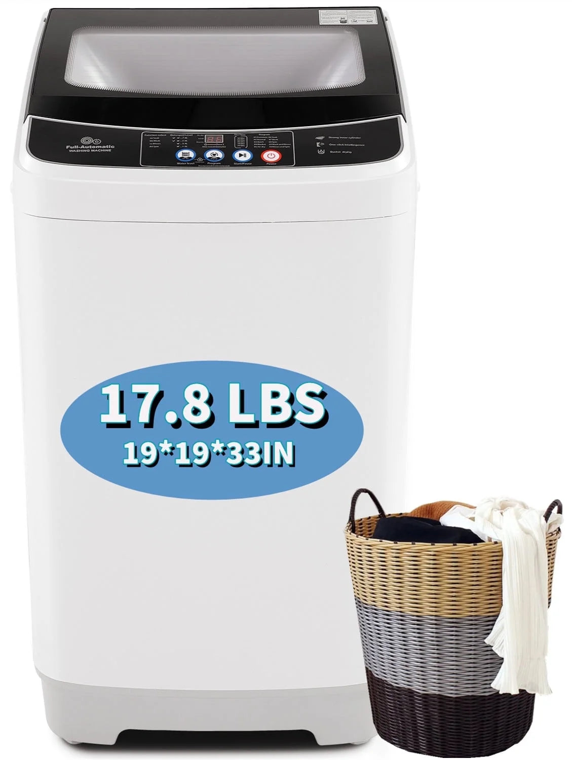 17.8 lbs Fully Automatic Compact Washer and Dryer Combo with Glass Top K162