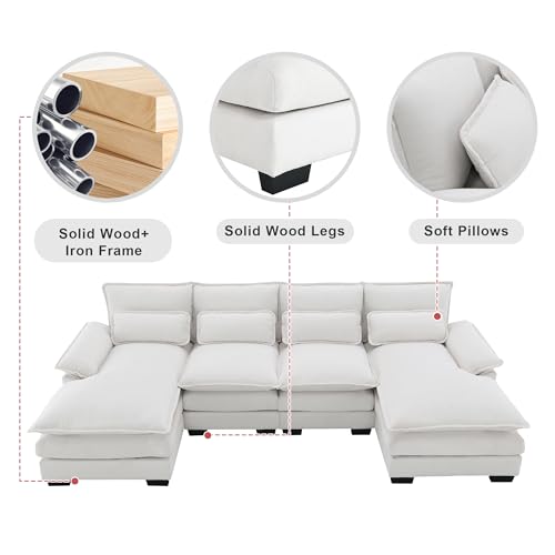Gray Velvet U Shape Sectional Sofa with 4 Waist Pillows X431162