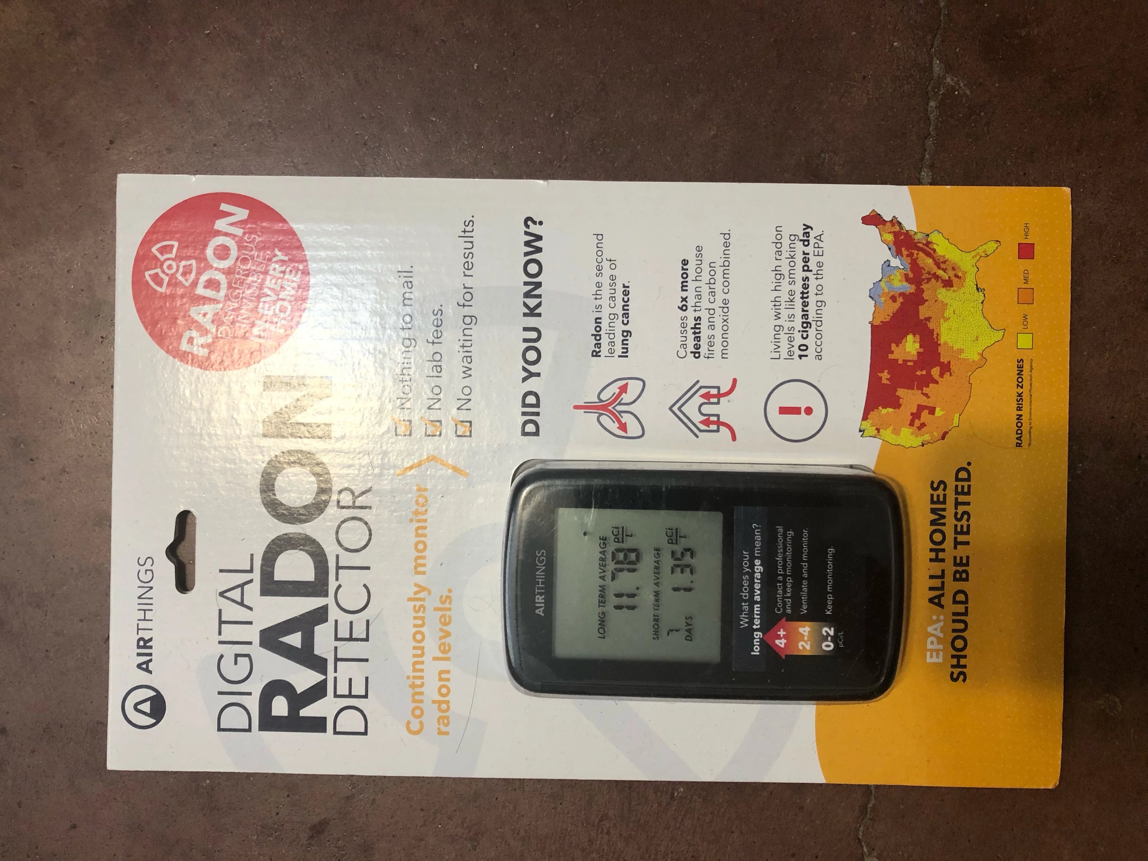Portable Radon Detector, Battery Operated E309424
