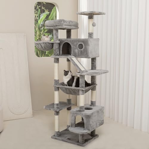 Beige Large Cat Tree with Sisal Scratching Posts and Padded Plush Perch P52740