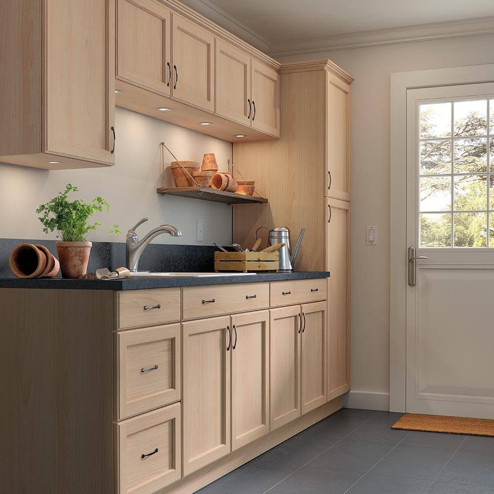 Unfinished Beech Frameless Base Cabinet with Drawer W845062