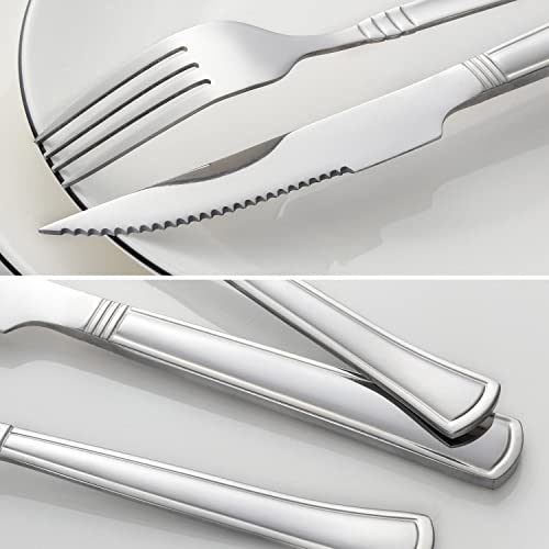 24-Piece Stainless Steel Flatware Set with Steak Knives Service for 4 B438
