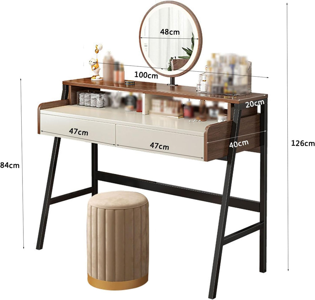 Solid Wood Vanity Set with 2 Drawers and Lighted Mirror L538410