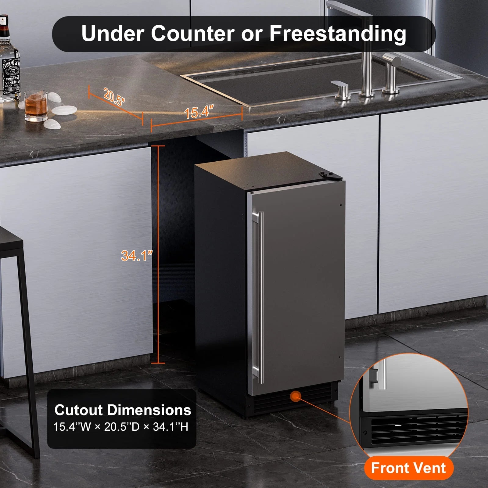 15" Stainless Steel Crescent Ice Maker C41592