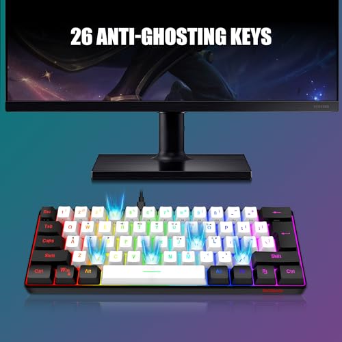 60% RGB Backlit Gaming Keyboard and Mouse Combo, White-Black L101009