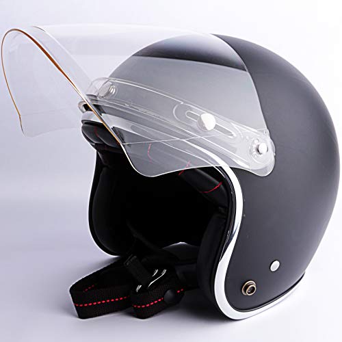 3-Snap Flip Up Visor Shield Lens for Retro Open Face Motorcycle Helmet (Clear) W228402