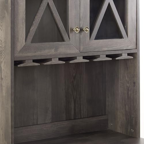 Grey Wood Storage Cabinet with Microwave Stand R875344