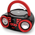 Red Black Portable CD Player Bluetooth Boombox Speaker P3472