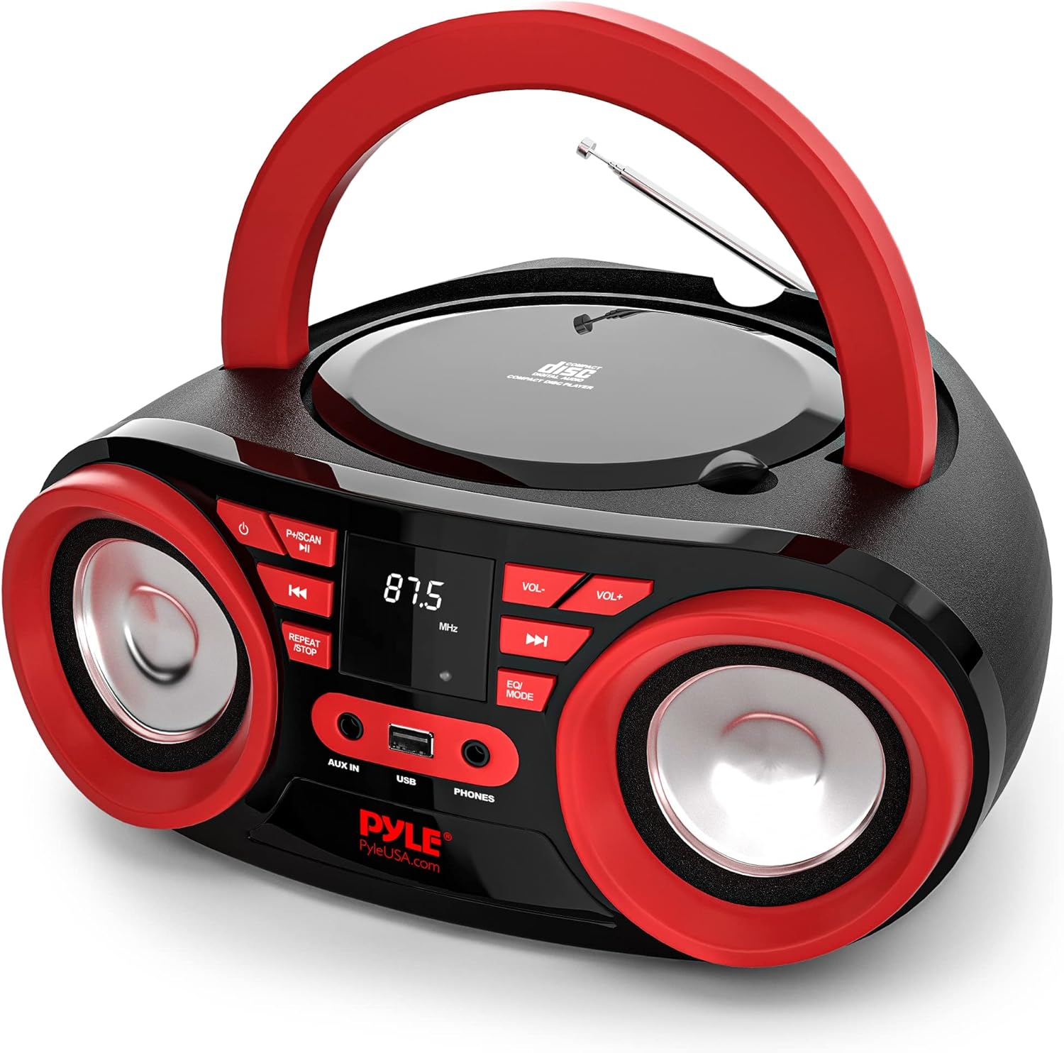 Red Black Portable CD Player Bluetooth Boombox Speaker P3472