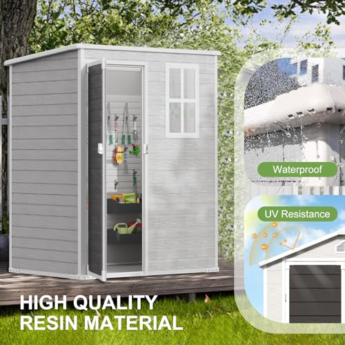 Dove Grey Resin Outdoor Storage Shed P608900