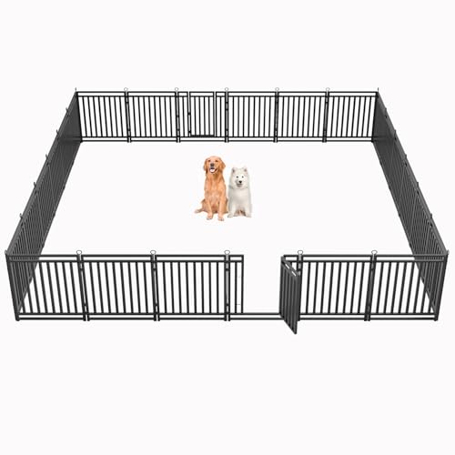 40" Height 16 Panels Metal Dog Playpen Black-Silver J10519