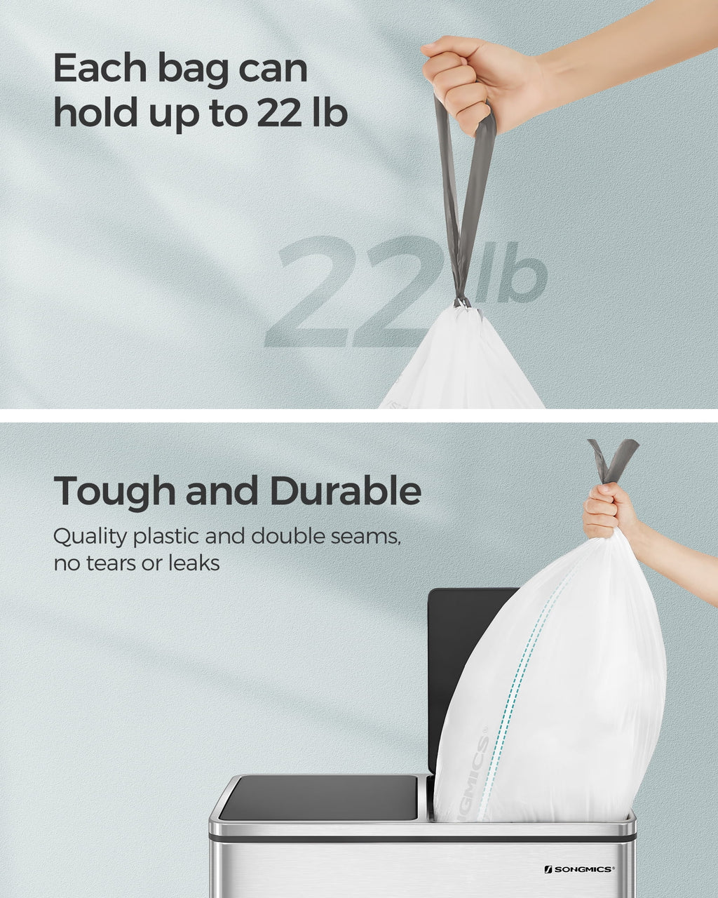 8.5 Gal White Drawstring Trash Bags C62062