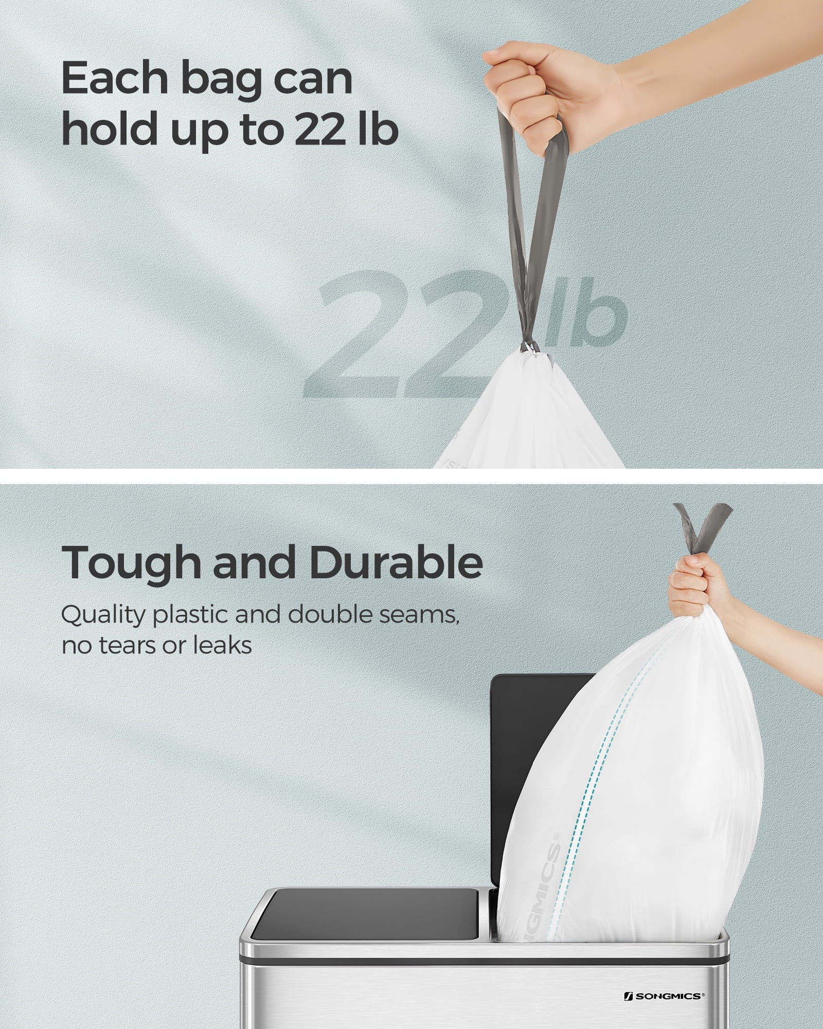 8.5 Gal White Drawstring Trash Bags C62062