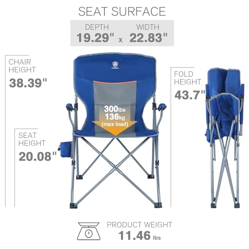 Folding Camping Chair with Padded Hard Armrest Carry Bag Cup Holder F97537