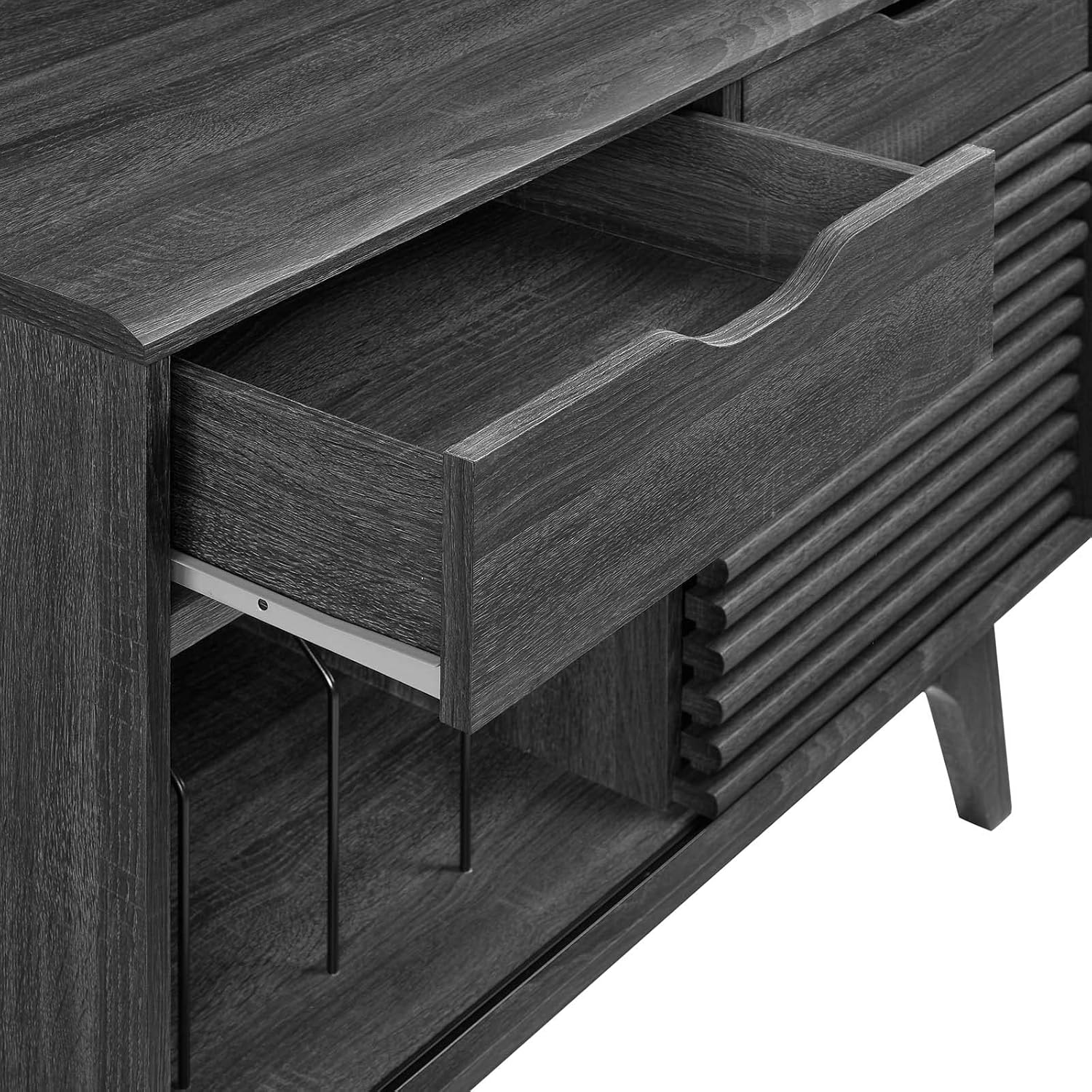 Charcoal Vinyl Record Display Stand with Drawers C876721