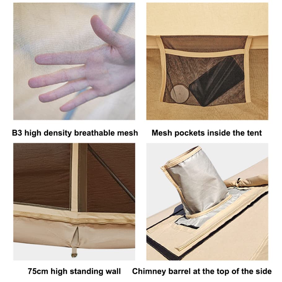 Canvas Bell Tent with Stove Jack, 4 Season Waterproof Tent L224490