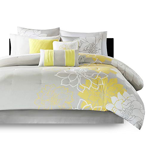 Grey/Aqua Cal King 7 Piece Sateen Cotton Comforter Set K23074