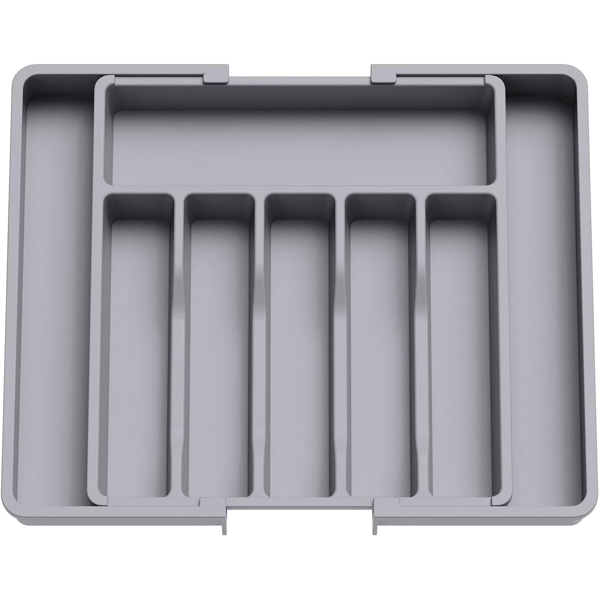 Grey Expandable Plastic Silverware Drawer Organizer H36058