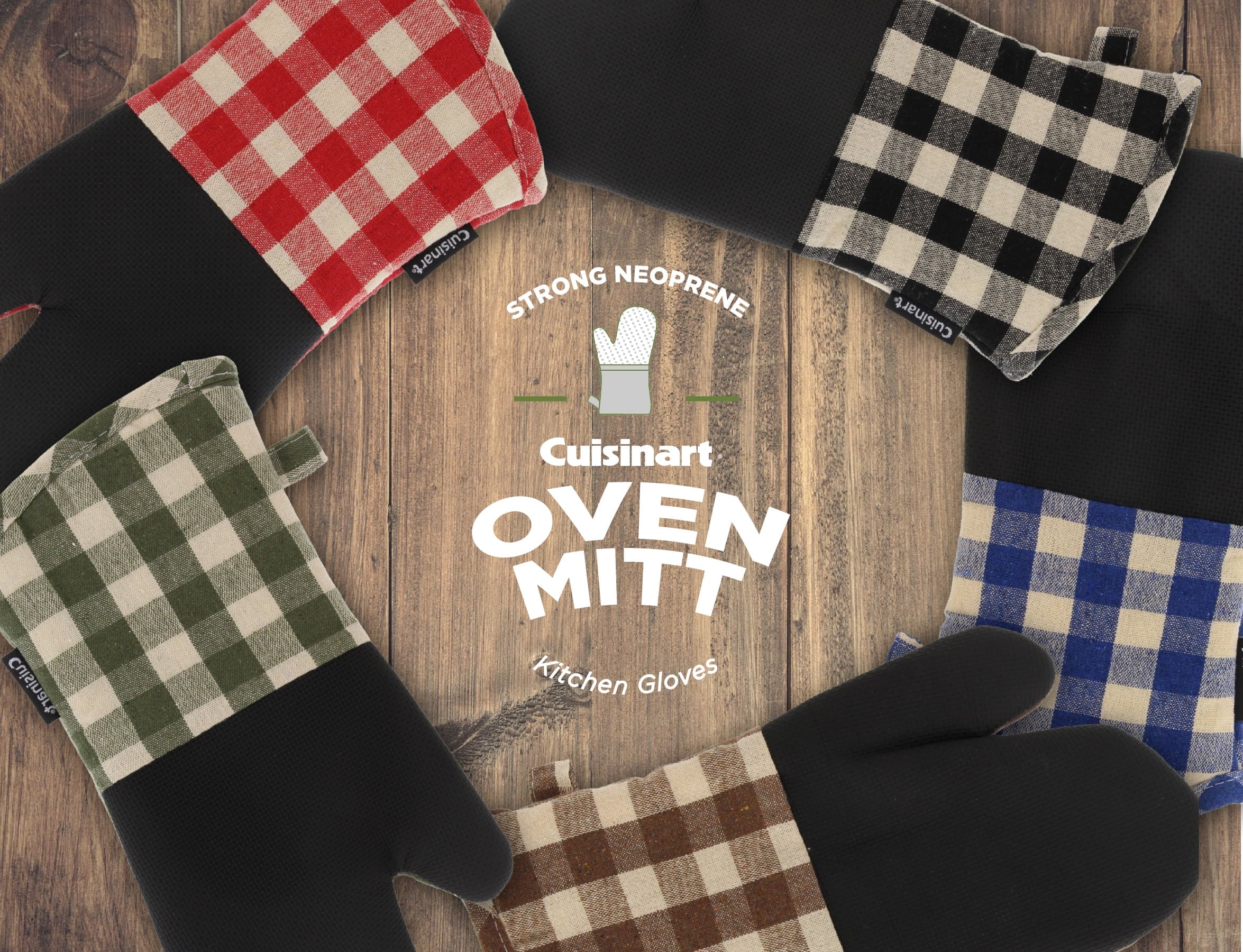 Olive and Ivory Plaid Oven Mitts 2 Pack E987