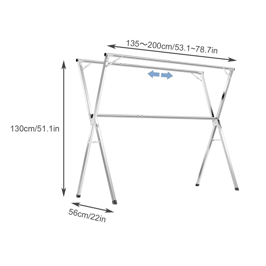 Stainless Steel Clothes Drying Rack 79 Inches Adjustable Folding V932