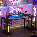 Black 55 Inch Gaming Desk with LED Lights and Power Outlet K7683