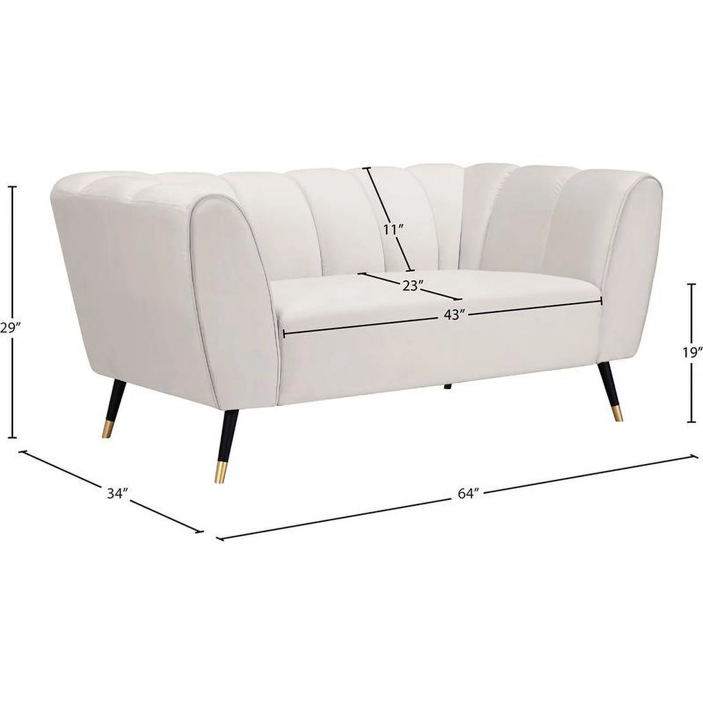 Cream Velvet Loveseat K11782