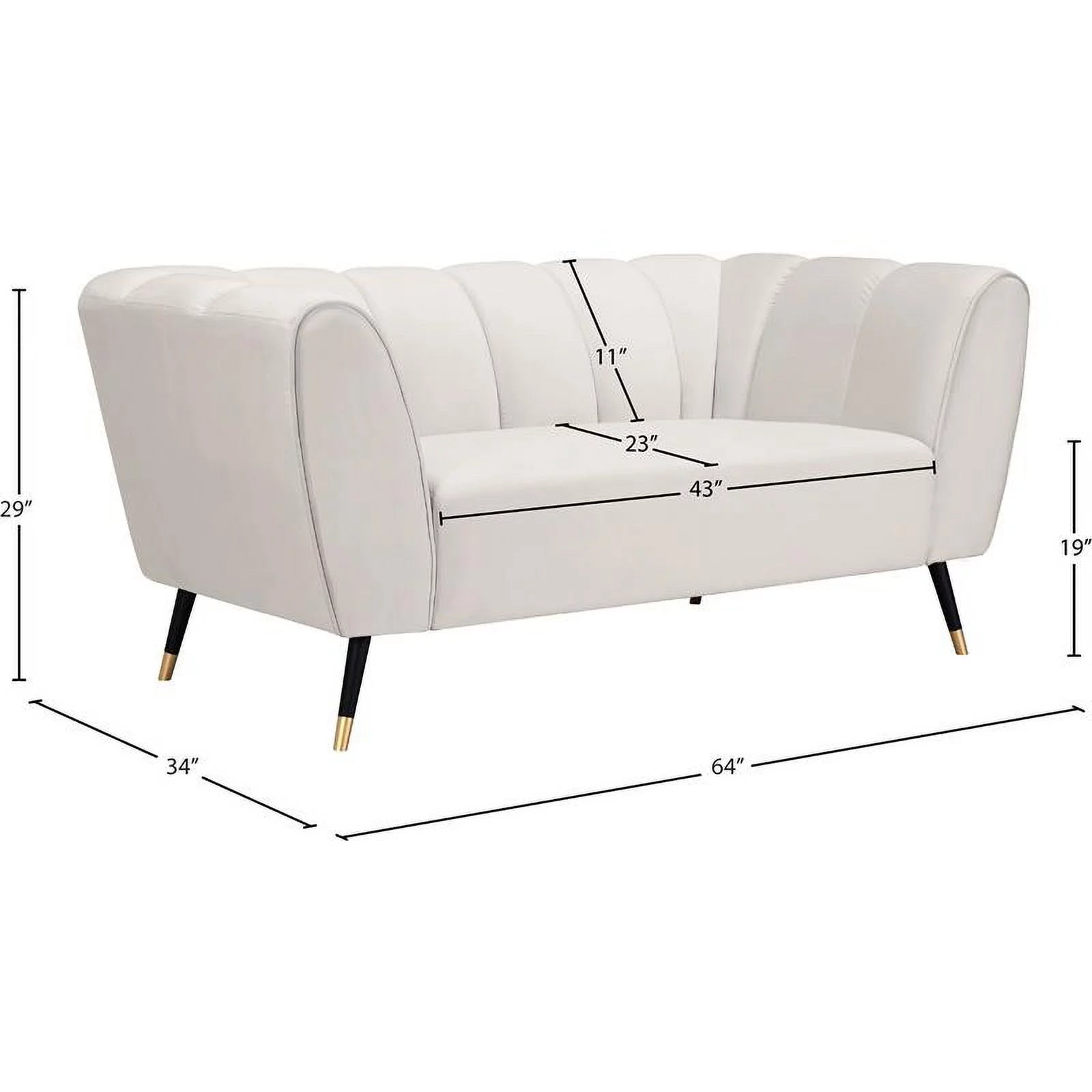 Cream Velvet Loveseat K11782