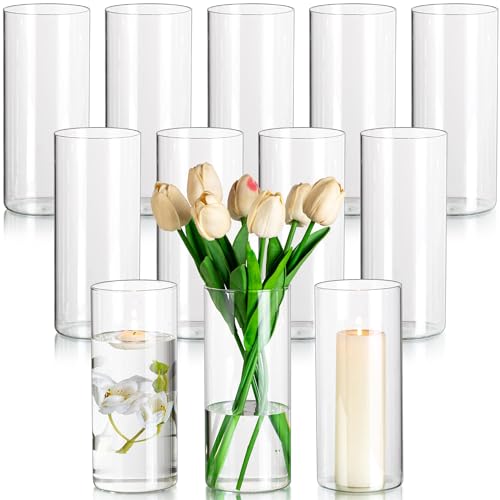 Glass Cylinder Vases Set of 12, Clear Flower Vase, 6in L219518