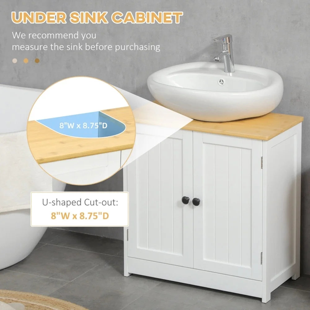Crystal White Dark Walnut Under Sink Cabinet with Double Doors I3253