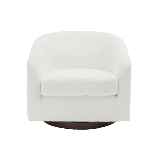 Oversized 360 Swivel Barrel Chair with Wood Base in Brown M206