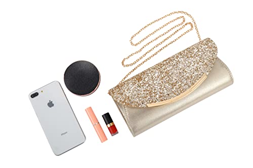 Gold Clutch Evening Bag with Chain Z5451