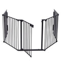 Black 5-Panel Metal Plastic Fireplace Fence Safety Gate J104