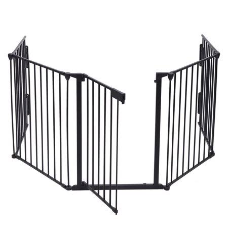 Black 5-Panel Metal Plastic Fireplace Fence Safety Gate J104